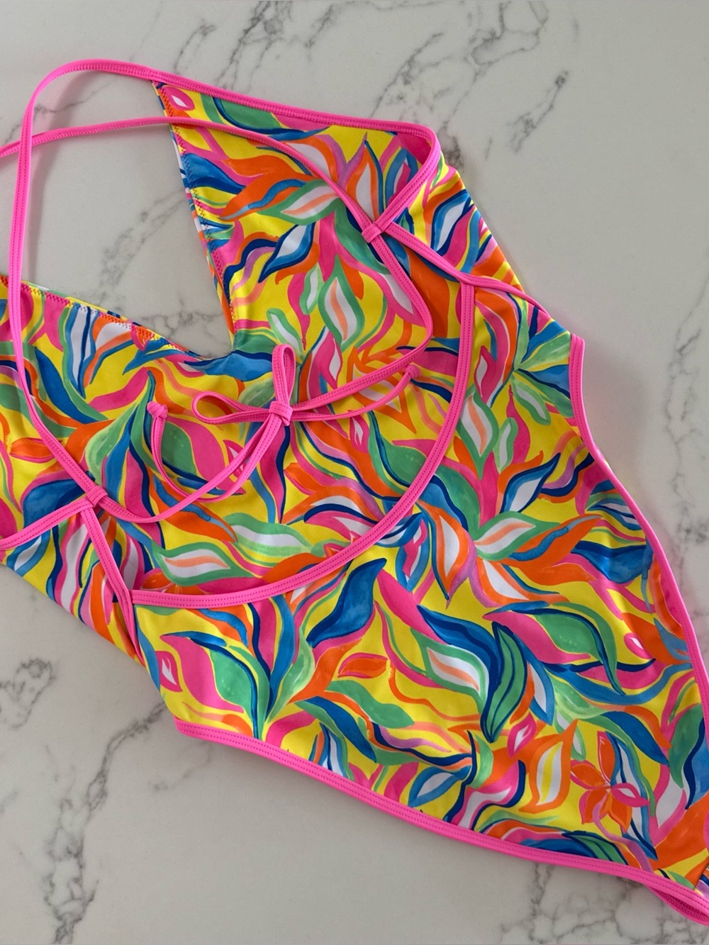 Kulani Kinis Plunge Cross Back One Piece - Tropical Illusion - Size XL - Picture 2 of 6